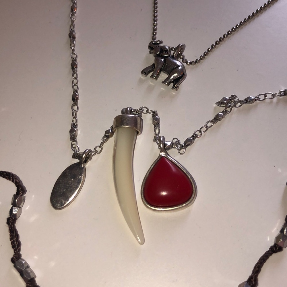 lucky brand long layered elephant necklace